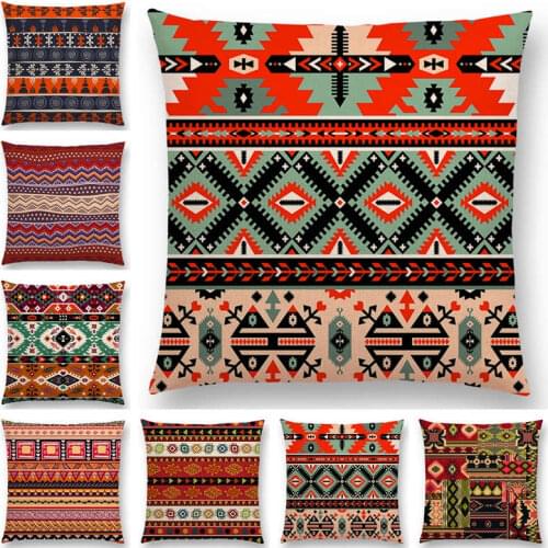 Newest Bohemia Cushion Cover Vintage Pattern Ethnic Striped Navajo Arrow Sofa Throw Pillow Case