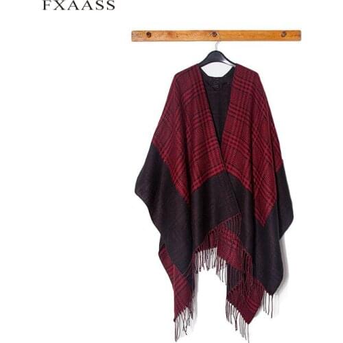 FXAASS New Autumn Winter Plaid Scarf for Ladies Shawl Fashion Women Tassel Cashmere Couple College Scarves Wholesale Pashmina