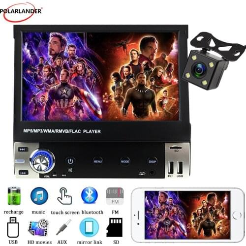 Ordinary MP5 7 Inch FM 12V Full Touch Car Audio Video Full Touch Car Audio Video 1 Din 6902 Manual Retractable screen