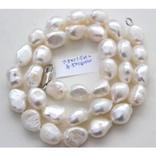 Classic 8-10mm south sea natural baroque white pearl necklace 18inch