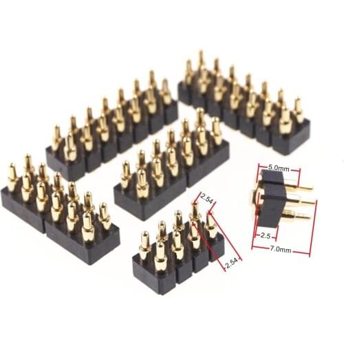 2 pcs Spring Loaded Pogo Pin Connector 4 6 8 10 12 14 16 20 Position Dual Row Surface Mount SMT Height 7.0mm Pitch 2.54 mm Grid