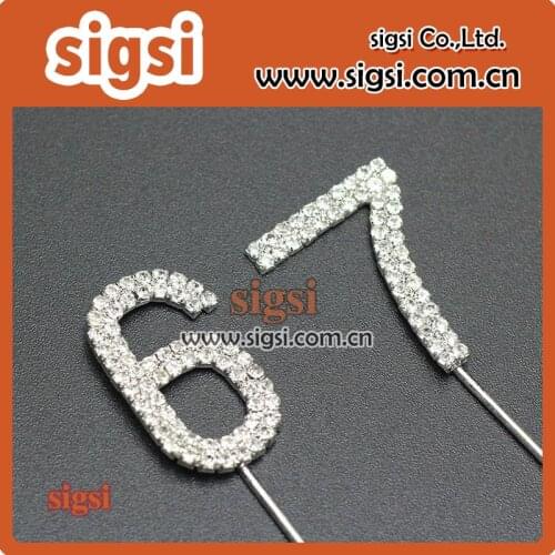Attractive and Charming Fashion Design Rhinestone Cake Topper For Birhday