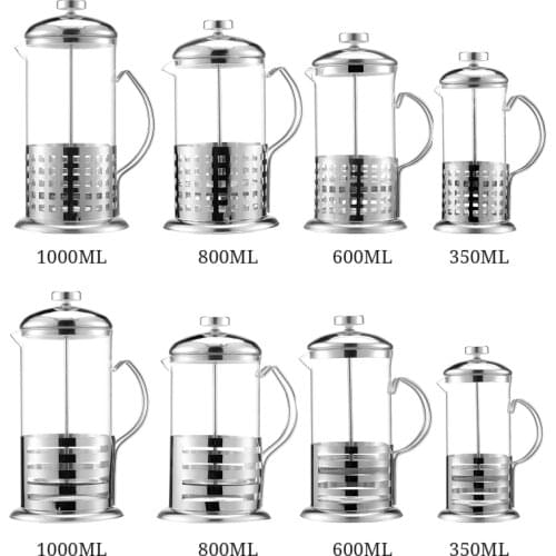 Manual Coffee Espresso Maker Pot Stainless Steel Glass Teapot French Coffee Tea Percolator Filter Press Plunger