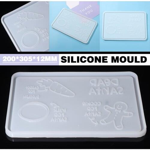 Silicone gingerbread Man Mold Tray Cartoon Dinner Plate Baby Table Food Dish Mold Epoxy Resin Casting Tool DIY Handmade
