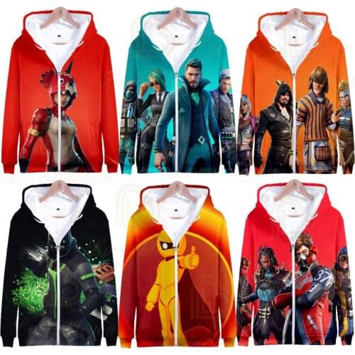 Fortnite Hoodie Sweatershirt Zipper Men Male Loose Spring Autumn Coat Battle Royale Street Cloth Long Sleeve Jacket Hoodies Tops