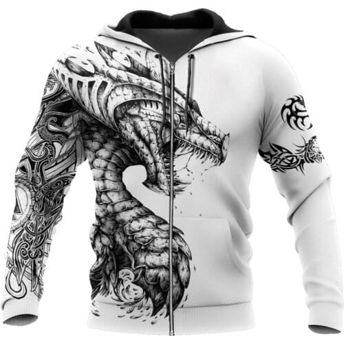 Tattoo and Dungeon Dragon 3D Printed Unisex Deluxe Hoodie Men Sweatshirt Streetwear Zip Pullover Casual Jacket Tracksuit KJ0273