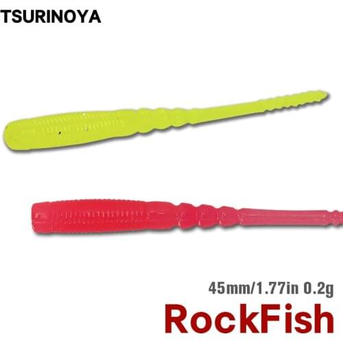 TSURINOYA 1.77in 4 Bags Rockfishing AJING Lure ZS 45mm Rockfish Ocean Rock Needle Tail Artificial Bait Luminous Worm Swimbait