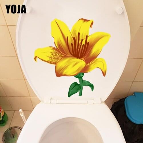 YOJA 20.1X21.5CM Beautiful Flower Home Room Decoration Wall Decal Yellow Lily Toilet Sticker T1-1601