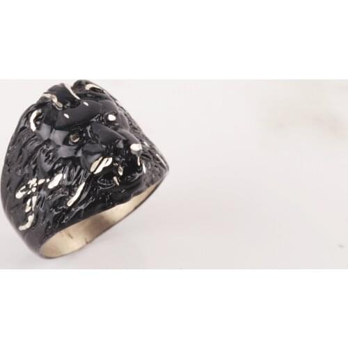 UM US JEWELRY Black Color Lion Pattern Men Ring