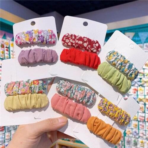 2Pcs Baby Hair Clips For Girls Colorful Children Clips Barrettes Flower Print Kids Hairpins Baby Girl Hair Accessories Headwear