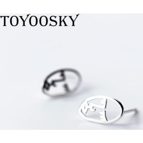 Unique Personality Hollow Human Face Body Stud Earrings 925 Sterling Silver Profile Women Abstract Jewelry