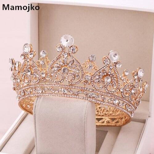 Mamojko Gold Silver Rhinestone Crystal Noiva Tiaras&rown Women Birthday Diadem Headpiece Wedding Bridal Hair Jewelry Accessories