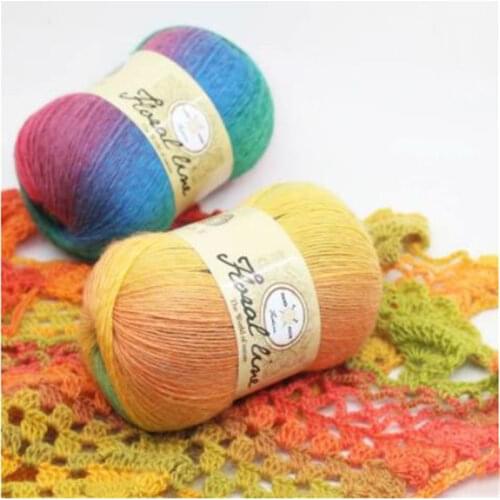 6pcs 100g Section dyed wool rainbow Yarn hand knitting Crochet Thick Yarn DIY Craft Warm Scarf Sweater Cushion