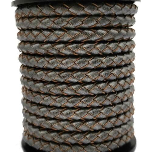 Braided Leather Bolo Cord Metallic Dark Gray for Bracelet Making 5mm Round Leather Strap
