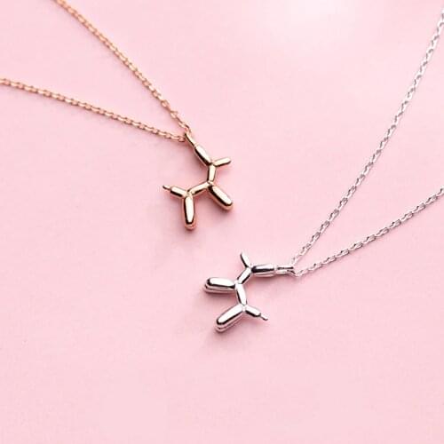 MloveAcc Solid 100% 925 Sterling Silver Cute Animal Dog Shape Pendant Necklace Women Fashion Sterling Silver Jewelry