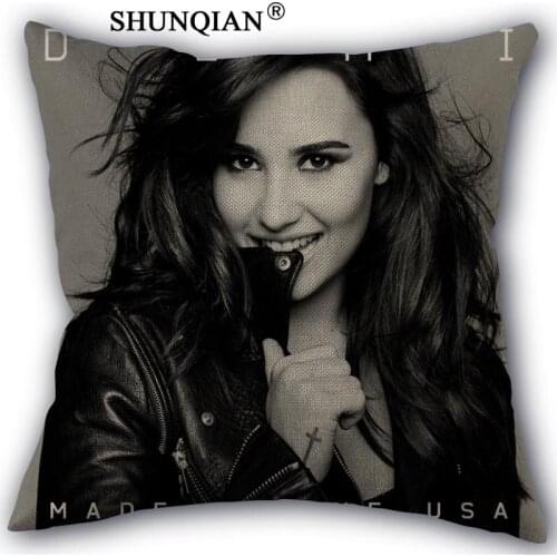 Demi Lovato Pillowcase Custom Cotton Linen Square Decorative Pillow Cases Cover Zippered 45x45cm one side