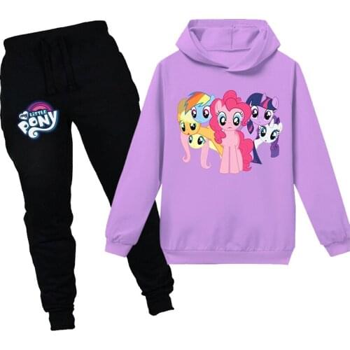 Childrens 3-14Y Sportswear Hoodie T-shirt My Pony Little Girl Long Sleeve Spring Autumn Winter Casual Cotton Cartoon Suit