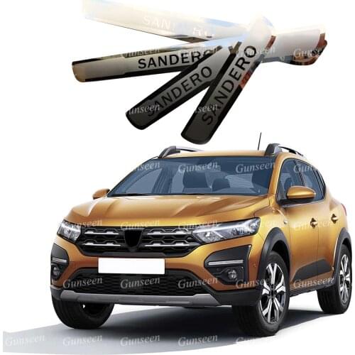For Dacia Renault Sandero Accessories Auto Door Sill Protector Scuff Plate Car Sticker Threshold Pedal Trim 2017 2021 2022