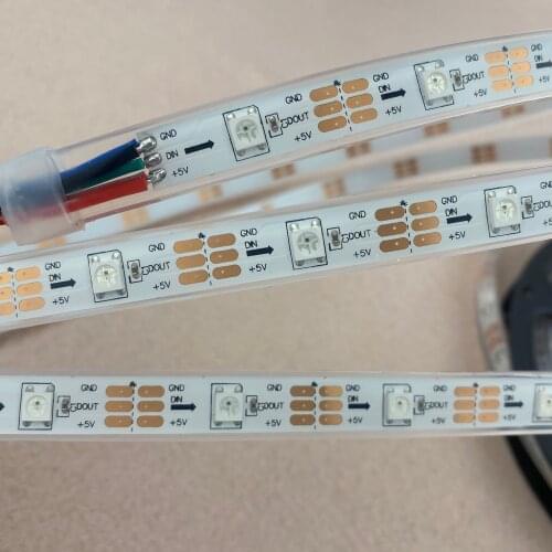 Addressable 5m DC5V WS2812B led pixel srip,IP68,30pcs WS2812B/M with 30pixels;WHITE PCB,IP68;epoxy resin filled in the tube