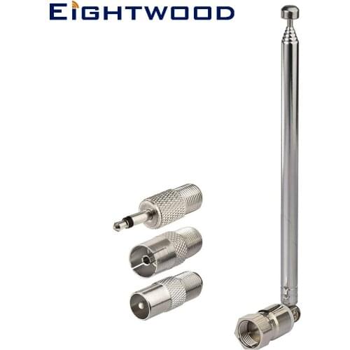 Eightwood FM Radio Antenna Aerial 51cm 7-Sections Telescopic for Indoor Bluetooth Home Stereo Receiver Audio Radio AV Receiver