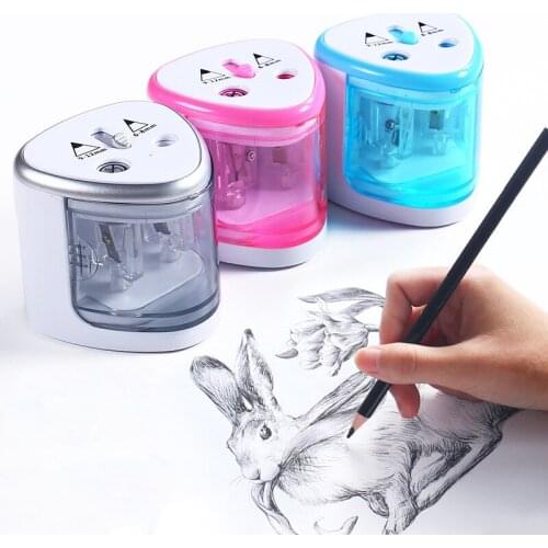 Electric Auto Pencil Sharpener Double Hole Touch Switch Pen Sharpener For 6-12mm Pencil and Color Pencil School Home Stationery