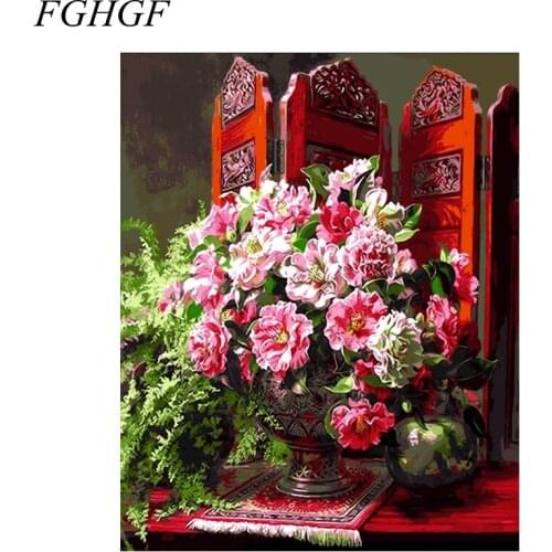FGHGF Hot Selling Frameless Picture Painting By Numbers DIY Canvas Oil Painting Home Decor Of Flower For Living Room