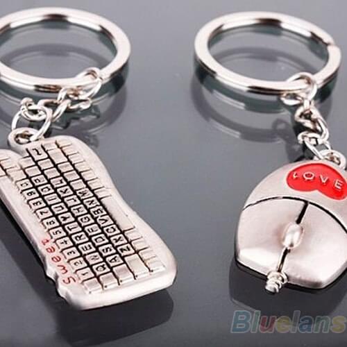 Hot One Pair of Valentines Day Lover Gift Keychain Mouse Keyboard Couple Keyrings 7FCS BD8F