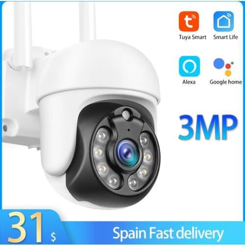 Tuya IP Camera WiFi Video Surveillance Camera 3MP CCTV Security Camera Auto Tracking Alexa Camera Google Home Outdoor Steet PTZ