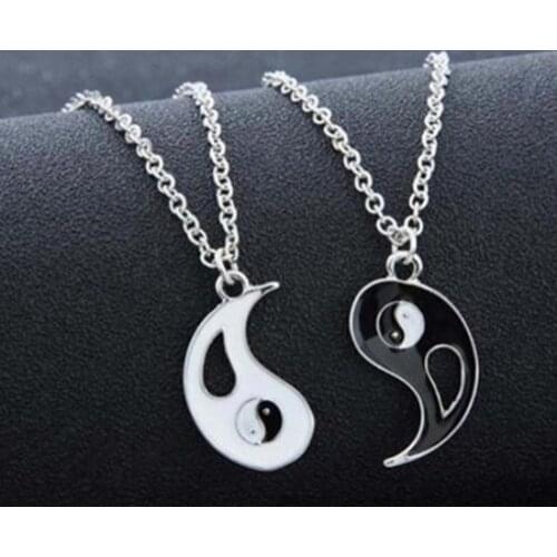 Creative Unisex Necklace Hollow-out Jewelry Gift Alloy Chain Black White Yin Yang Necklace Jewelry Charm Supplies