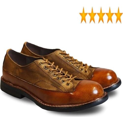 Round Brand Leather Luxury Genuine Toe Lace Up Men Casual Retro Winter Boots Male Fashion Mixed Colors Work Shoes