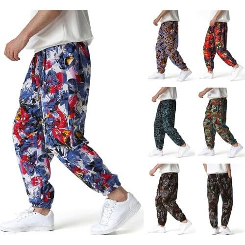 Mens Linen Pants Harem Capri Gym Joggers Drawstring Elastic Tapered Sweatpants Casual Running Trousers 20210415-1