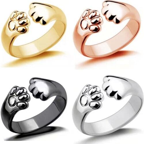 Milangirl 2021 New Arrival 4 Colors Cute Bear Paw Cat Claw Opening Adjustable Ring for Women Romantic Wedding Love Jewelry