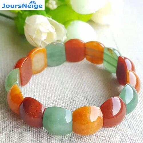 Wholesale Red Green Dong Ling Natural Stone Bracelets Lucky for Women Girl Single lap Elastic Rope Hand Row Jewelry JoursNeige