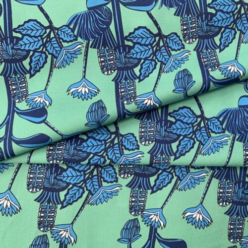 Polyester cotton fabric dress green floral printed fabric summer dress fabric diy clothes shirt patchwork custom fabric
