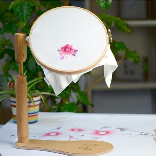 21/24/28CM 360 Degree Rotation Stand Hoop Wood Embroider Embroidery Stand Embroidery Hoop Wood Cross Stitch Rack Adjustable