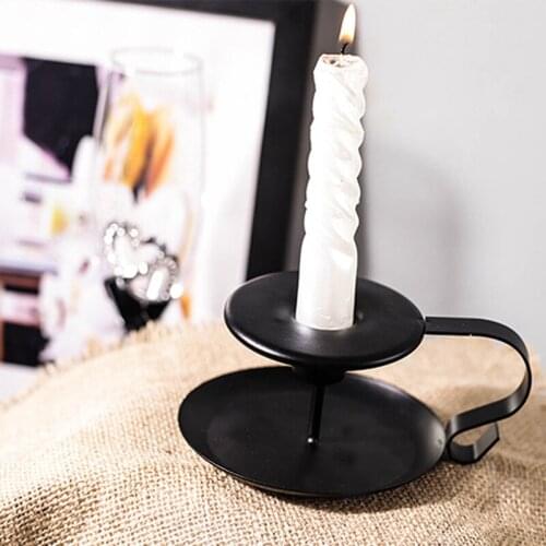 Iron European Style Candlestick Stand Candle Holder Vintage Retro Style Classic Look Taper Holder Matte Black For Wedding