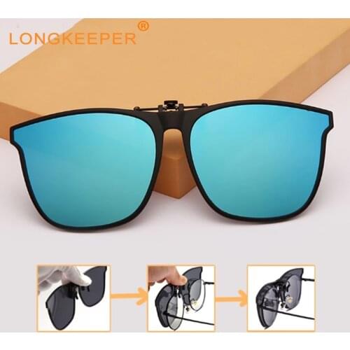 Large Polarized Clip On Sunglasses Men Photochromi Mirror Driving Flip Up Len Eyewear Women Square Goggle Outdoor oculos de sol