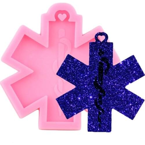 Super Glossy Cross Medical Badge Silicone Mold Pendant Polymer Clay Molds Necklace DIY Handmade Jewelry Moulds