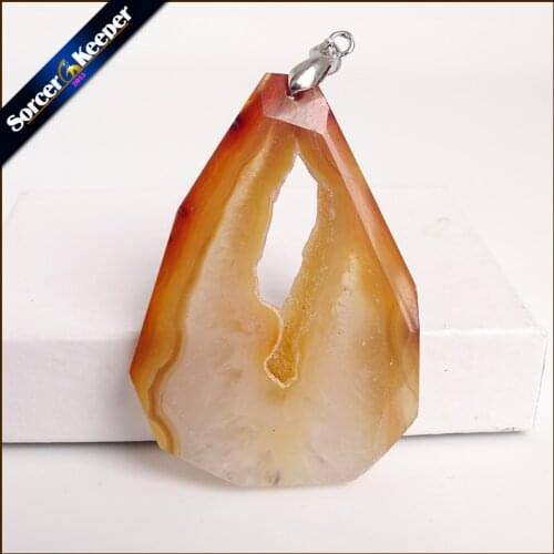 High Quality Natural Crystal Cluster Gem Stone Jewelry Polished Faceted Agates Slice Beads Pendant Necklace for Women YS154