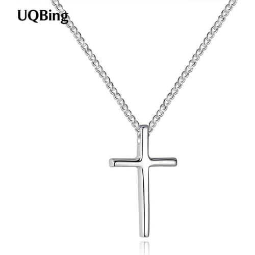 Top Quality 2020 Personality Glossy Cross Necklace Women Christ Jesus Peace Pendant Clavicle Chain Necklaces