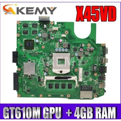 X45VD Laptop Motherboard For ASUS X45V X45VD Laptop motherboard 100% Tested W/ GT610M GPU + 4GB RAM HM76 SLJ8E