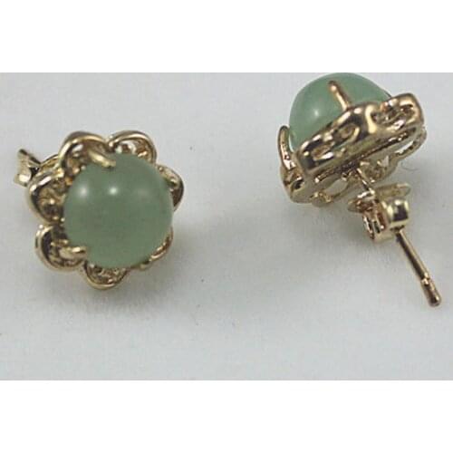 Hot Sell 3 colors ladys charming light green /black natural jade 18KGP earring