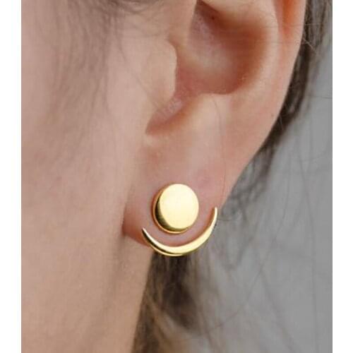 Oly2u Fashion Vintage Earrings Women Tiny Sun Moon Stud Earrings Ear Climber Simple Round Earings Christmas Pendients Brinco