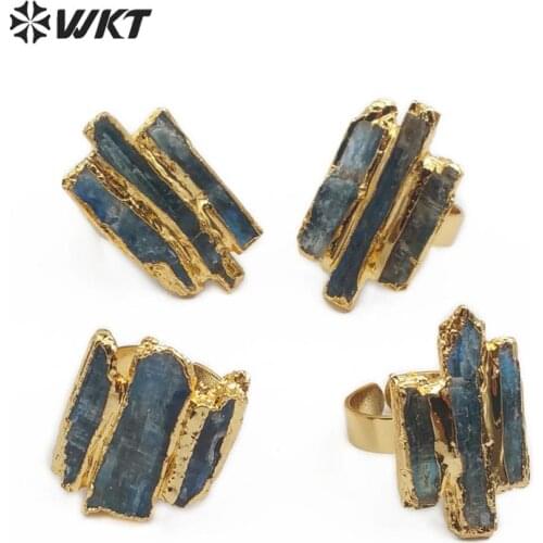 WT-R336 WKT New Arrival Vintage Natural Blue Kyanite Irregular Shape Rings With Electroplated Rings For Female Rings Jewelry