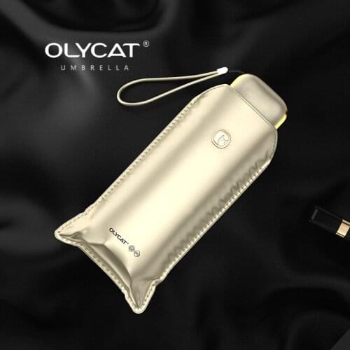OLYCAT New Flat Luxury Sun Umbrella Anti UV Titanium Silver Pocket Mini Umbrella Rain Women Travel Cool Down Summer Parasol 6K