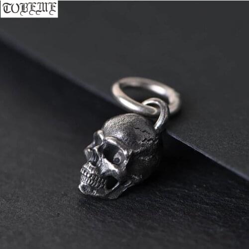 100% 925 Silver Skull Pendant vintage sterling silver Skeleton pendant thai silver man pendant hiphop jewelry