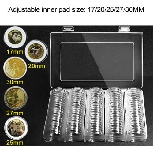 100Pcs 17/20/25/27/30mm Inner Pads Coin Clear Protector Case Collect Storage Box Cutlery Fork Holder Storage Box storage space
