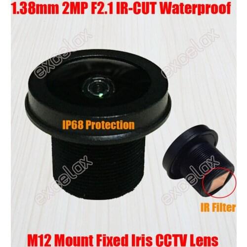 2MP 1.38mm Wide Angle View IP68 Waterproof F2.1 M12 Mount CCTV IR CUT IR Filter MTV Board Lens for Analog IP Camera by Excelax