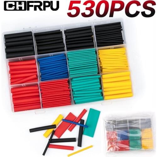 530pcs/box of heat-shrinkable tube kit can shrink various polyolefin insulated tubes heat-shrinkable tubes wires and cables 2:1