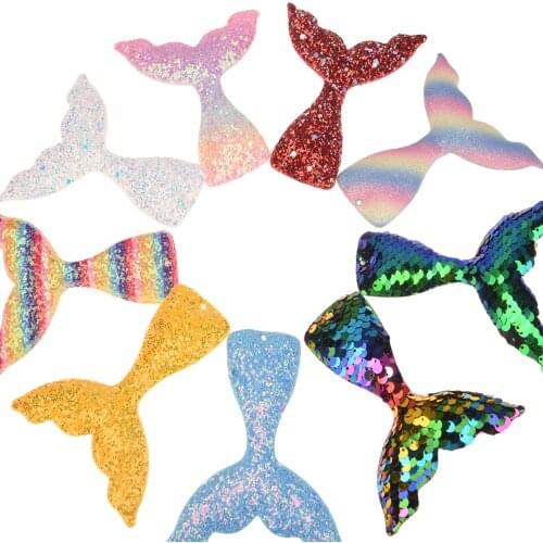 7PCS Boutique Mermaid Tail 9cm*10cm Colorized Mermaid Accessories Fashion Hair Accessories Key Chain DIY Accessory No Clip